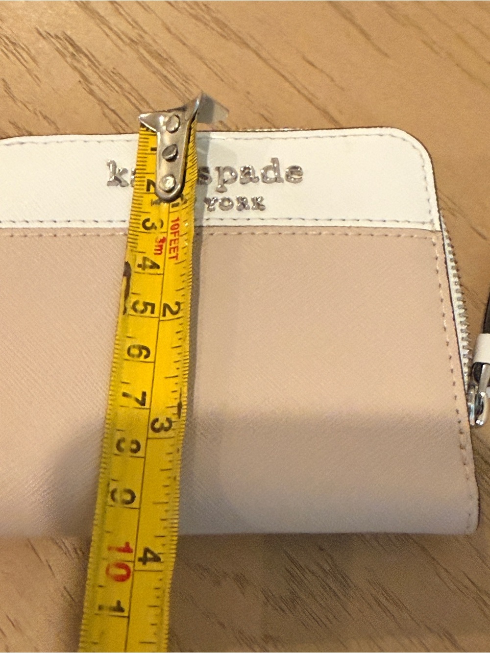 kate spade Two-Tone Blush Pink & White Zip Around Wallet - Picture 9 of 11